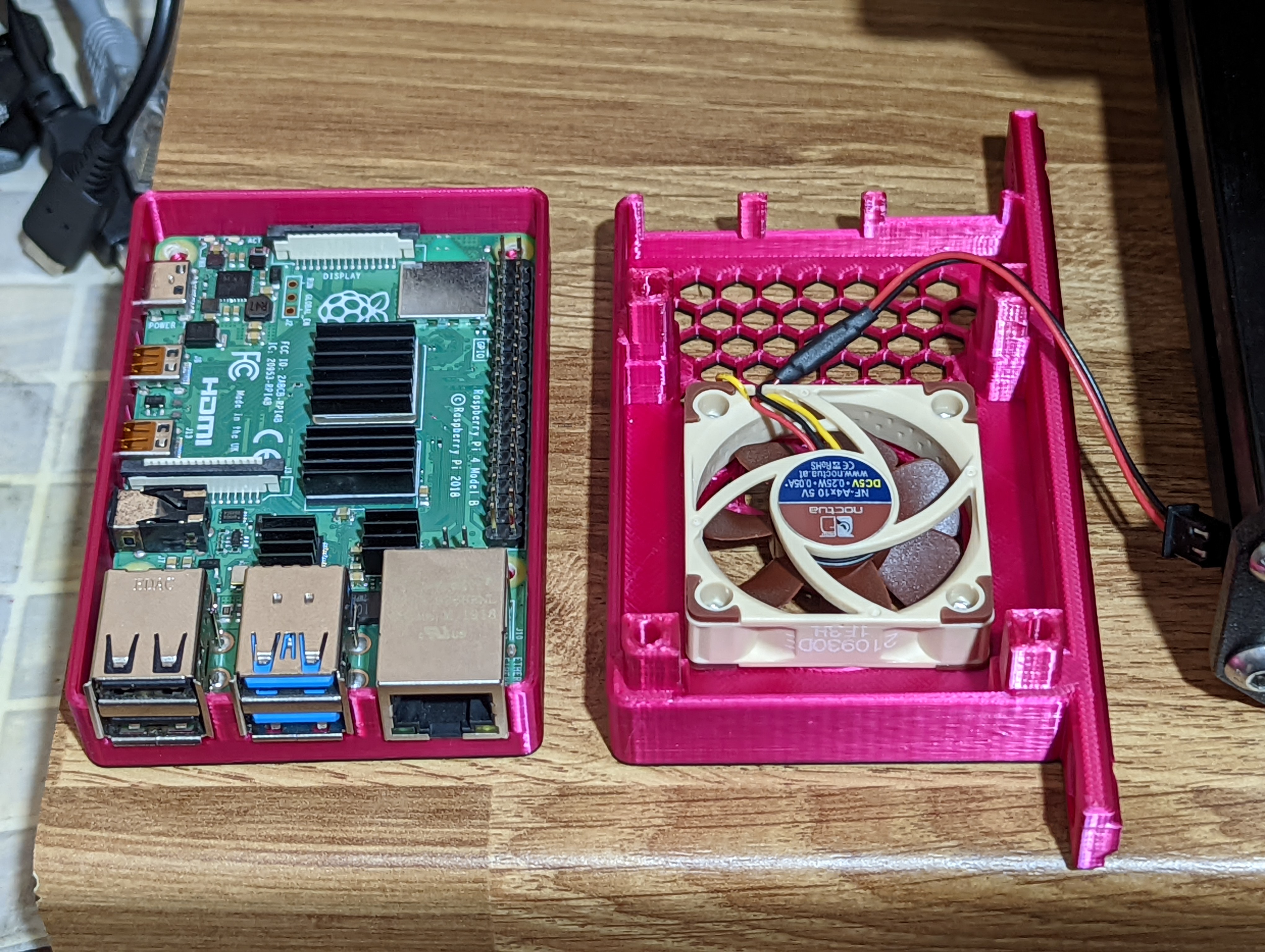 Raspberry Pi 4 in custom 3D printed case with cooling fan